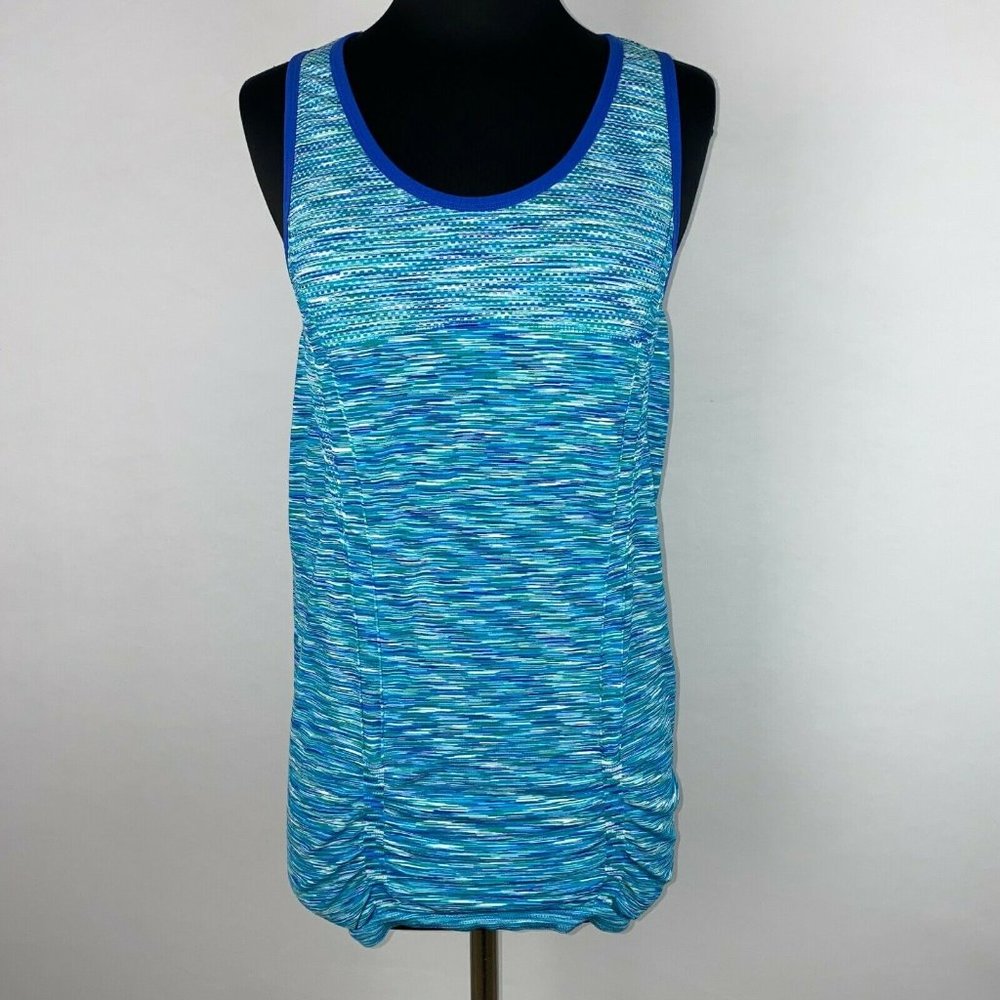 Exertek L Spacedye Textured Ruching Accents Seamless Activewear Tank Top